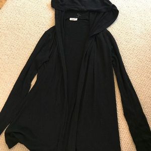 Black cardigan with hood